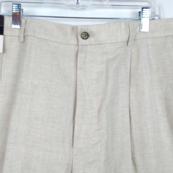 Liz Claiborne Mens Cream LINEN Trouser Pants Neutral Preppy Luxe Sz.38x32 - Picture 4 of 11